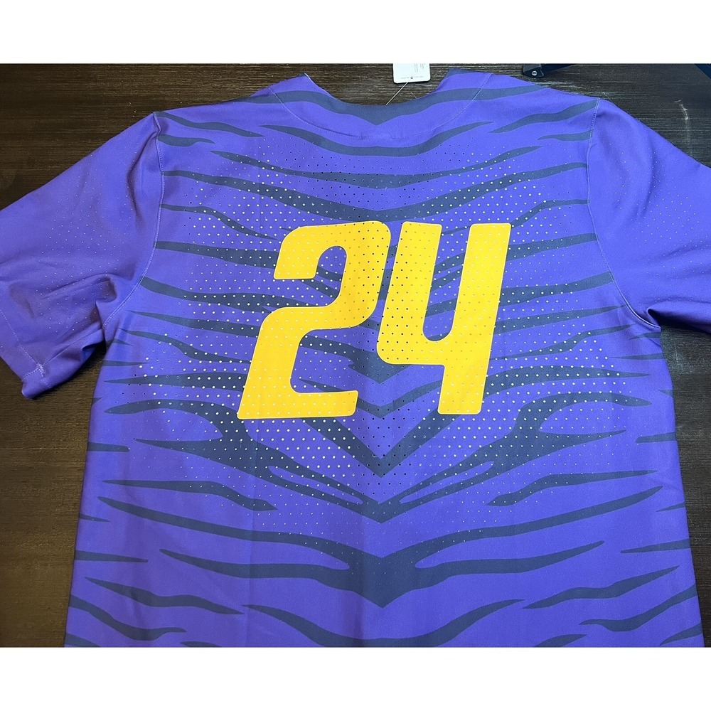 LSU Tigers Baseball Jersey Nike Dry Fit Large NWT Purple Yellow SEC‎ NCAA - Picture 8 of 8